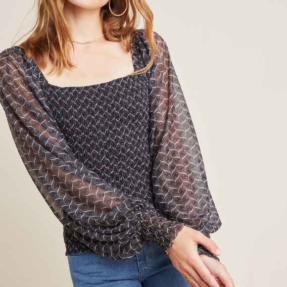 NWT ANTHROPOLOGIE Black Rouen Top Size XS - Picture 2 of 11